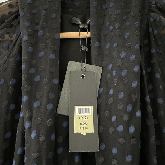 NWT Rachel Zoe Silk Tie Front Polka Dot Button Down Dress - Picture 10 of 12